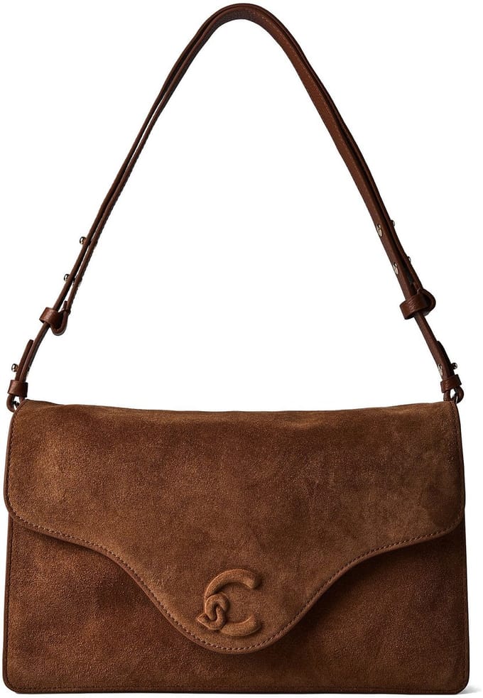 COCCINELLE Leren schoudertas C-Me Softy Shoulder Bag Suede Le. / Grained Le. Cognac / Cognac Lichtbruin