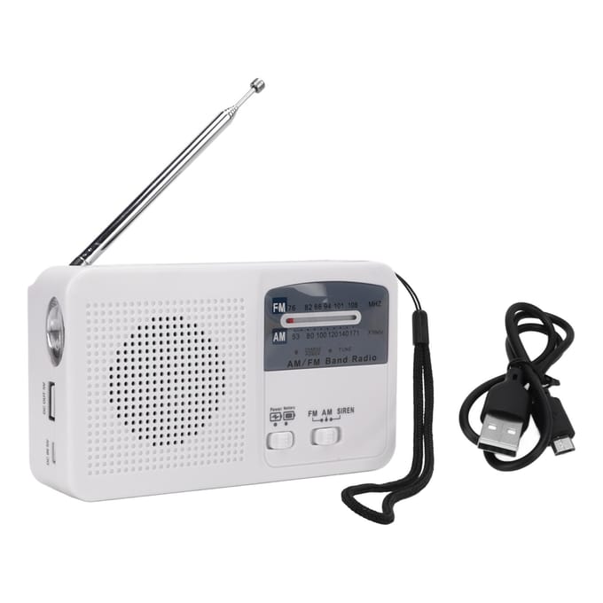 Noodradio met zonne-energie, handaangedreven radio, multiband AM FM met LED-licht voor buiten kamperen
