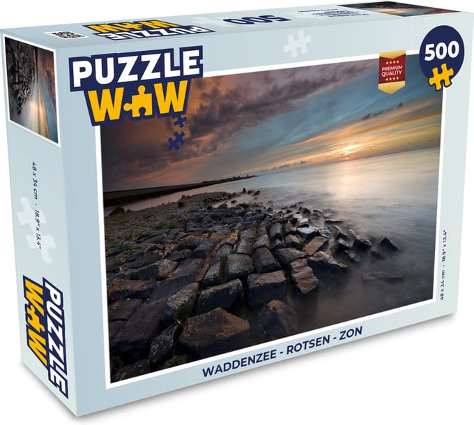 Puzzel Waddenzee - Rotsen - Zon - Legpuzzel - Puzzel 500 stukjes