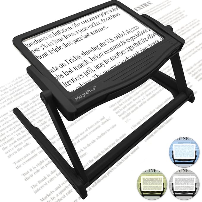 Grote LED Lese Pagina Vergrootglas met Handsfree Standard en Kleurlichtmodi