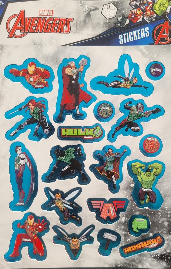 Avengers stickers - 6 stickervellen - Hulk - Iron Man