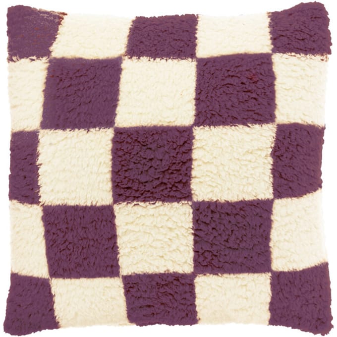 Unique Living - Sierkussen Check 53x53cm - Dove White/ Dark Purple