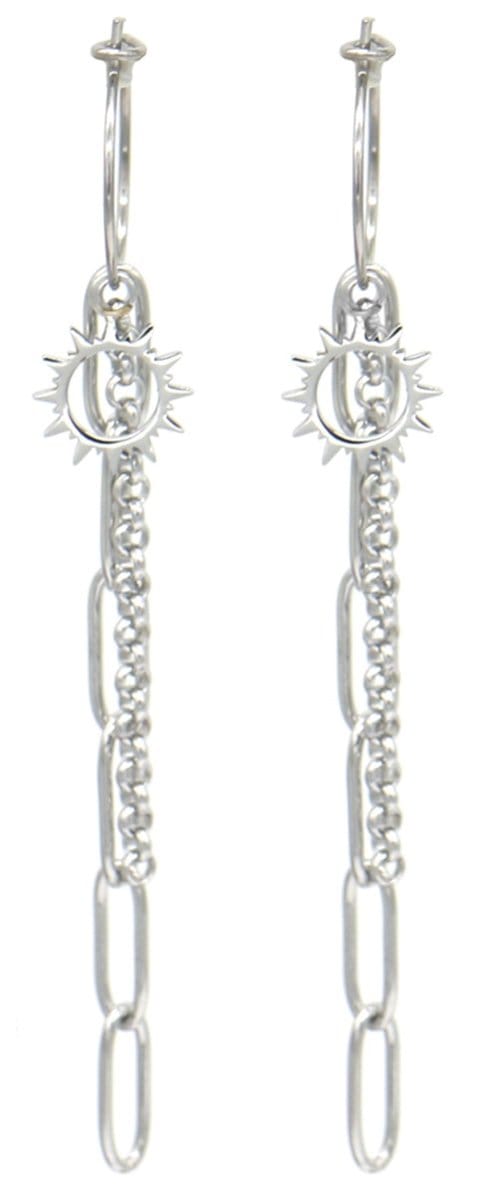 Oorbellen Zon - Oorringen - RVS - 7x2 cm - Zilverkleurig
