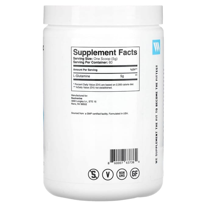 Swolverine, L-Glutamine, Non aromatisé, 10,58 oz (300 grammes)