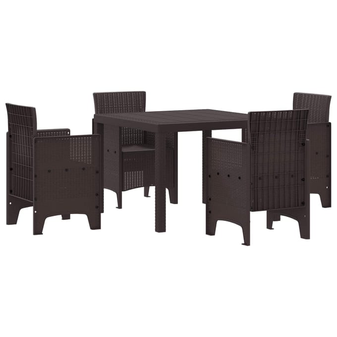 vidaXL - Tuin - Eettafel - Set - 5 - st - Bruin - Polypropyleen