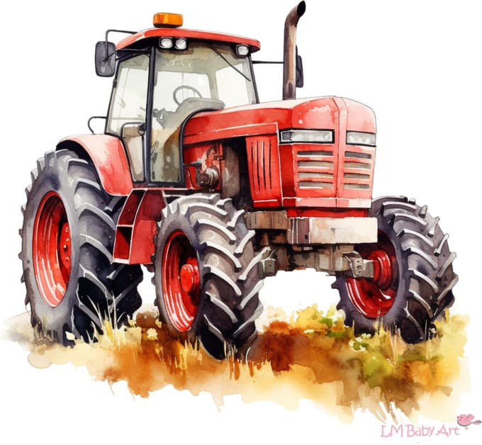 LM Baby Art | Muursticker rode tractor | 70x60cm