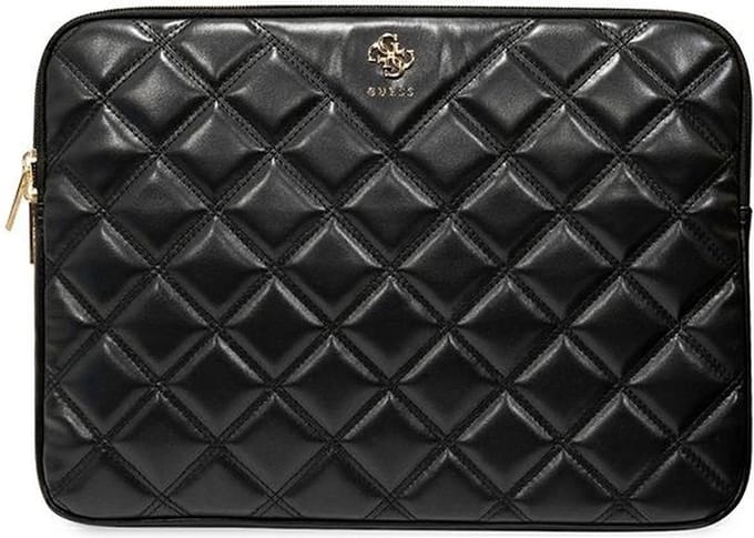 GUESS, 13 / 14 inch gewatteerde PC tas met 4G logo, Zwart