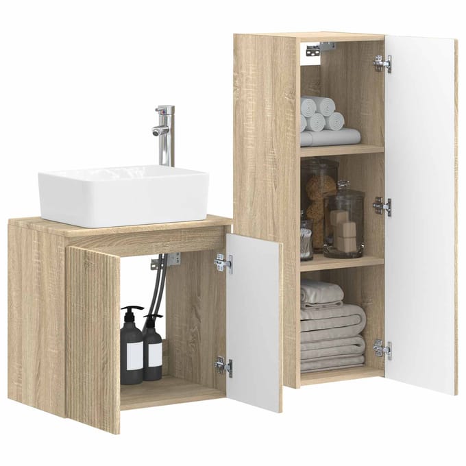 vidaXL - Badkamermeubel - Set - 2 - st - Sonoma - Eiken - 33 - x - 34,5 - x - 100 - cm