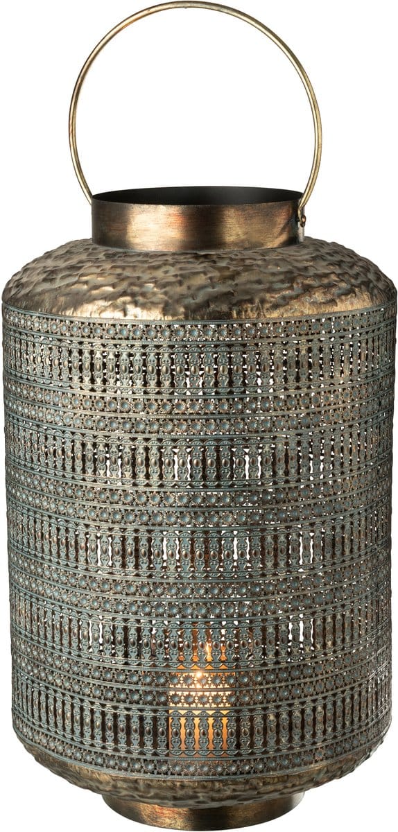 J-Line lantaarn Antiek Cilinder - ijzer - brons - large