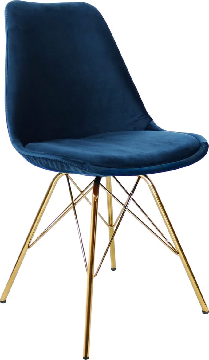 KICK® VELVET Kuipstoel Donkerblauw – Eetkamerstoel – Velvet – Goud Frame