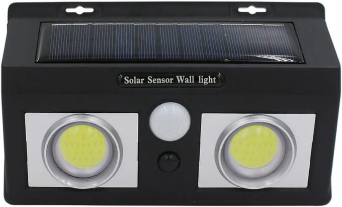 Zwarte LED Wandlamp op Zonne-energie met Bewegingssensor en Schemersensor (2 Stuks)