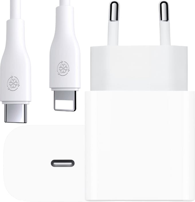 Oplaadstekker geschikt voor iPhone 14/13/12/11/X + Lightning naar usb-C kabel - Snellader - 3 meter - Wit