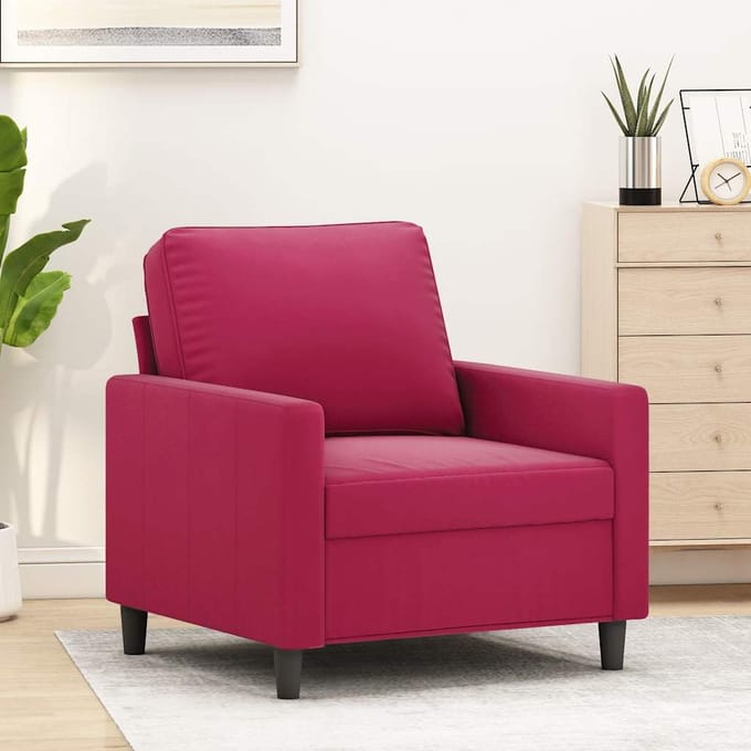 vidaXL - Fauteuil - 60 - cm - fluweel - wijnrood
