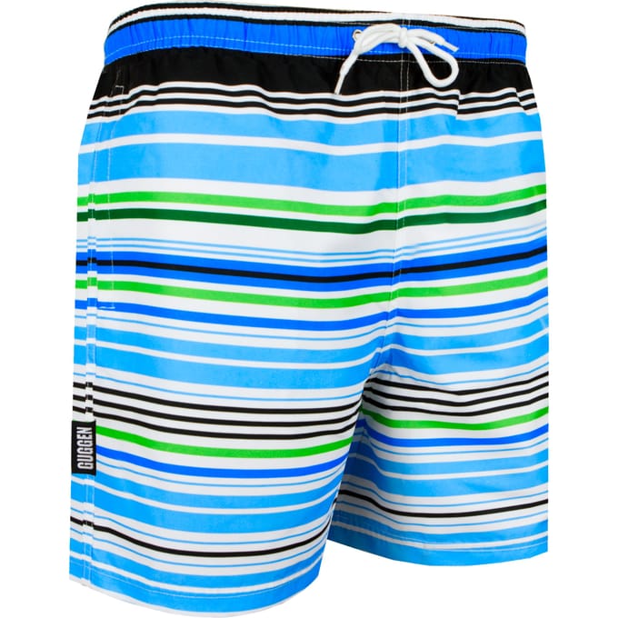 Zwemshort voor heren met patroonstrepen blauw