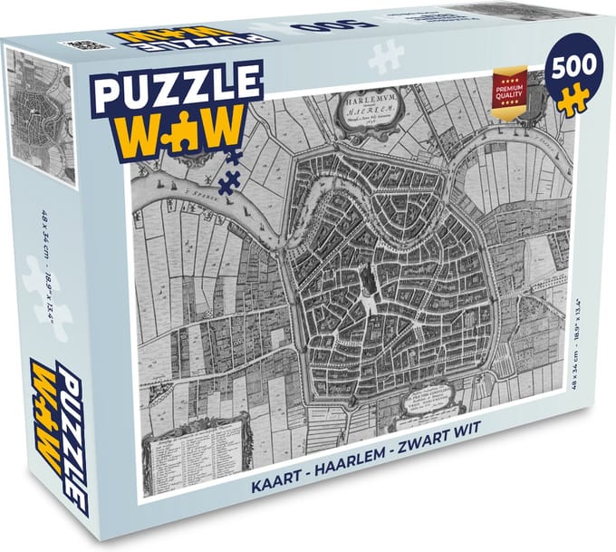 Puzzel Kaart - Haarlem - Zwart Wit - Legpuzzel - Puzzel 500 stukjes