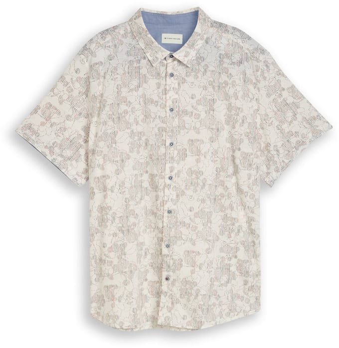 Tom Tailor - Plus Size - Korte mouwen overhemd met patroon - Maat 2XL - off white irregular design