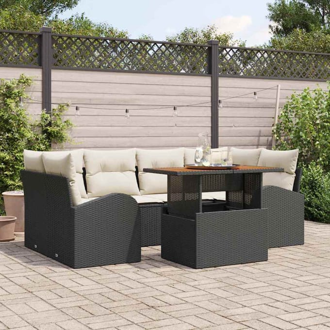 vidaXL - Tuinbank - Set - 7 - st - Zwart - en - crème