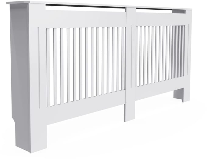 Linkforu – Radiator Ombouw – Bekleding – Omkasting - Horizontale planken – Aankleding woonkamer - Wit - MDF - Verwarming