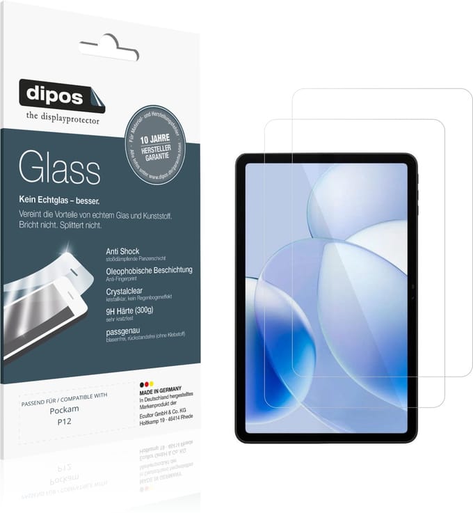 dipos – 2x Pantserfolie geschikt voor Pockam P12 | 9H Screenprotector
