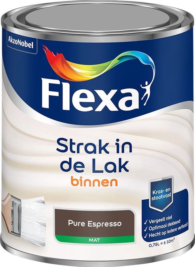 Flexa - Strak In De Lak Binnenlak Mat - Pure Espresso - Mengverf - 750 Ml