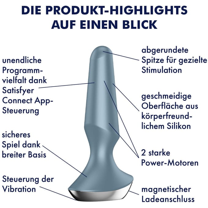 Satisfyer plugvibrator met app-bediening, Plug-ilicious 2, waterdicht, huidvriendelijke siliconen