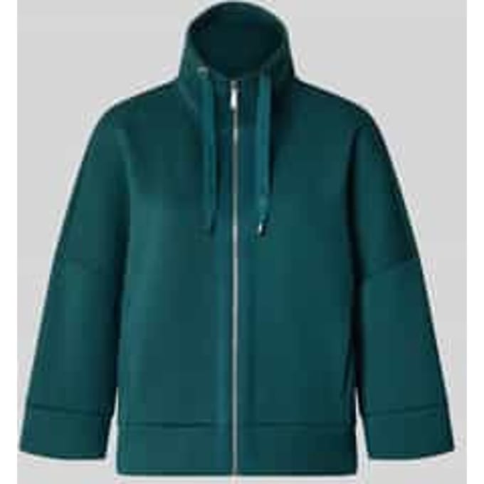 Tom Tailor - Scuba-sweatjack met boxy pasvorm - Maat M - Deep Meadow Green Melange