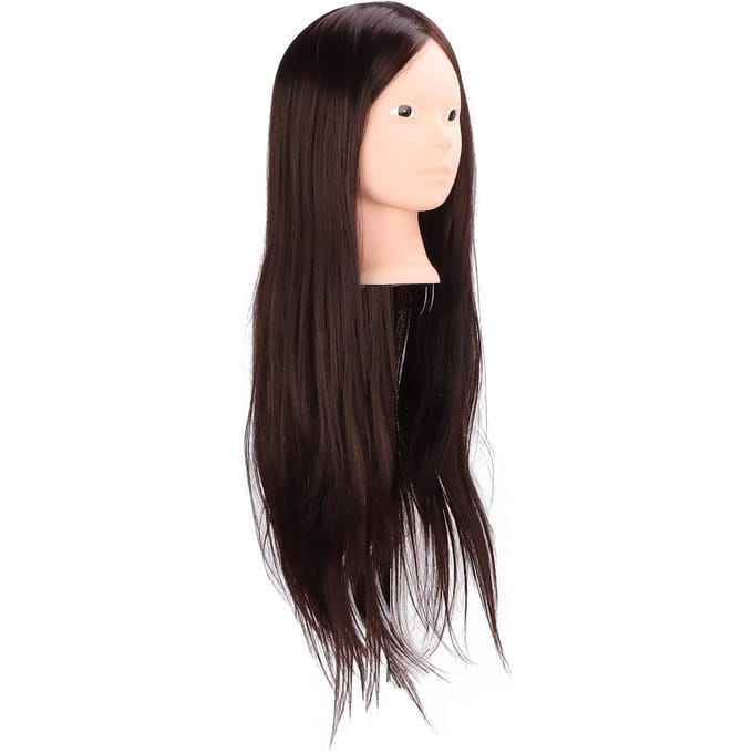 Lang Bruin Haar Mannequin Hoofd Hoge Temperatuur Synthetisch Haar Styling Oefen Training Hoofd voor black