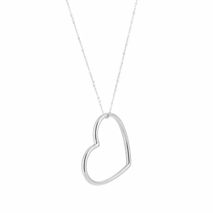Bijoutheek Collier Open Hart Groot Zilverkleurig