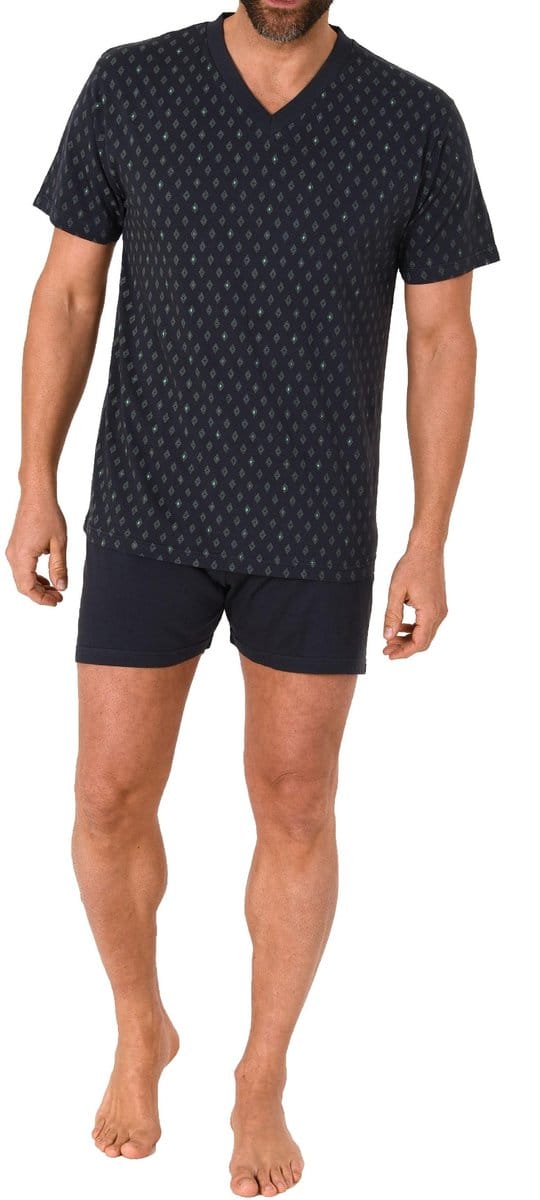 Elegante herenpyjama shorty met korte mouwen en V-hals - 122 105 10 600