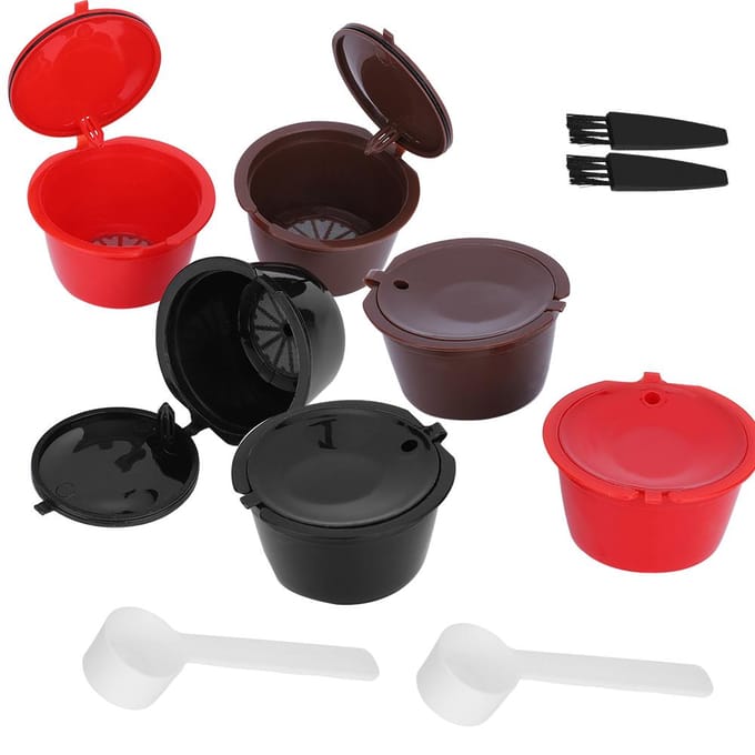 Herbruikbare Navulbare Koffiecapsule Filterbeker met Lepel Borstel Set Café Gereedschap voor Dolce Gusto black