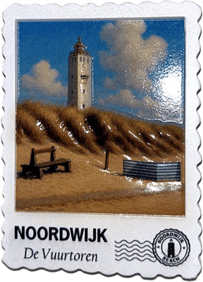 Magneet 'postzegel' 3D NOORDWIJK - 'de vuurtoren'