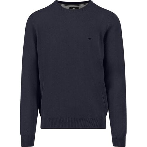 Fynch-Hatton Trui Fine Texture O-Neck Cotton Navy / male