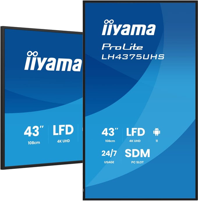 iiyama 43 inch 4K UHD professioneel 24/7-digitale signage-display met Android OS, Failover en Intel SDM-slot