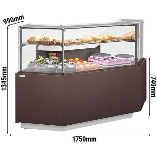 GGM Gastro Eckkühl- & -kuchentheke RIGA - 1050mm - 2 Ablagen Bruin / Wit