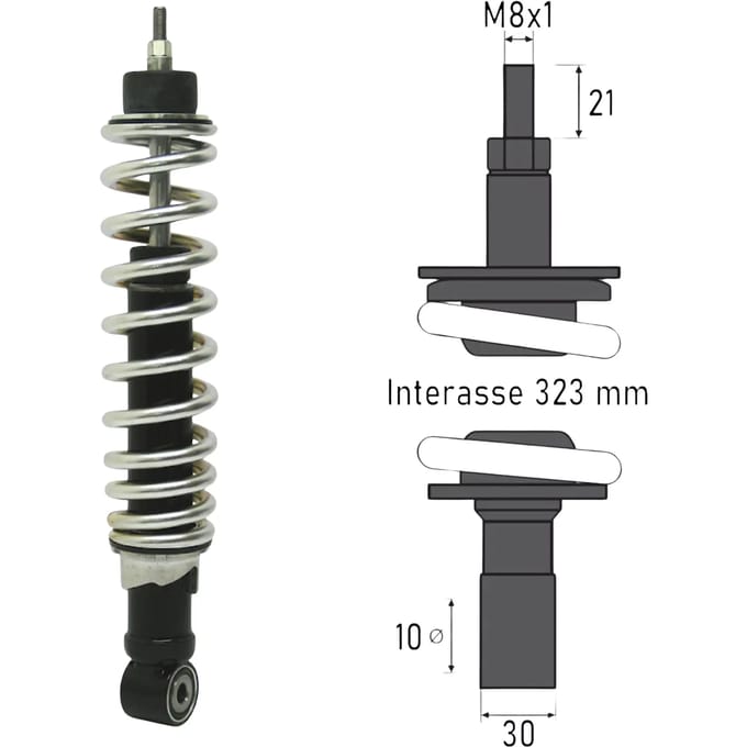 Achtervering met veer voor motorfiets BCR Piaggio Vespa Lx/Lxv