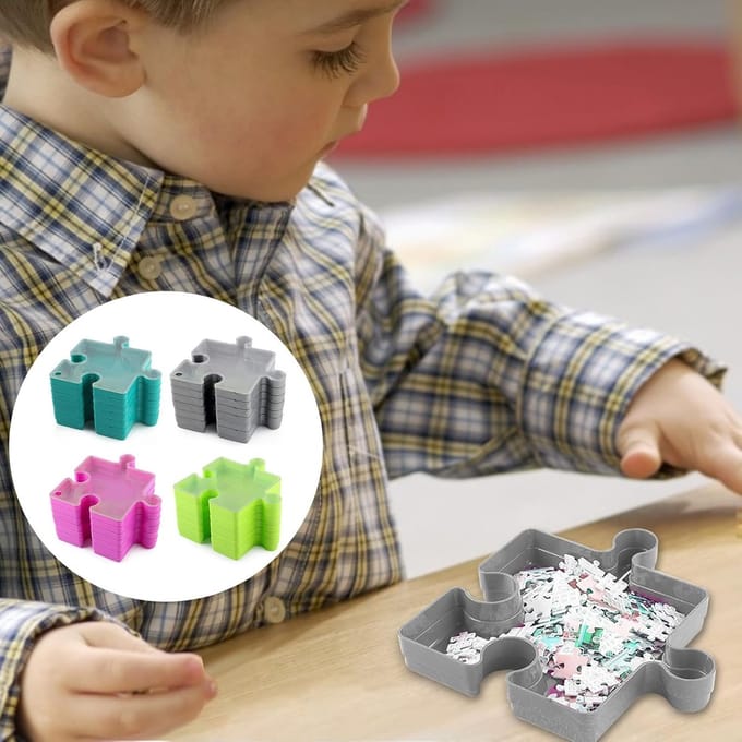 Puzzle Bakjes - Sorteren Opbergen - Puzzel Stukjes Sorteren - Stapelbaar Ontwerp - 6 Delig - Roze