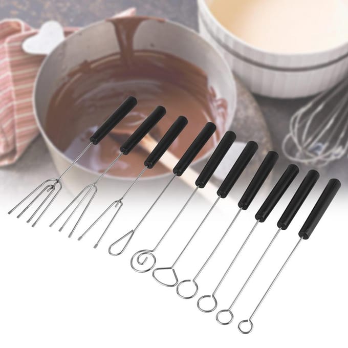 10 stuks DIY Bakbenodigdheden Roestvrij Staal Chocolade Doopvork Set gray