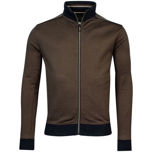 Baileys Vest Sweat Cardigan Zip Two-Tone Jacquard Choco Brown / male