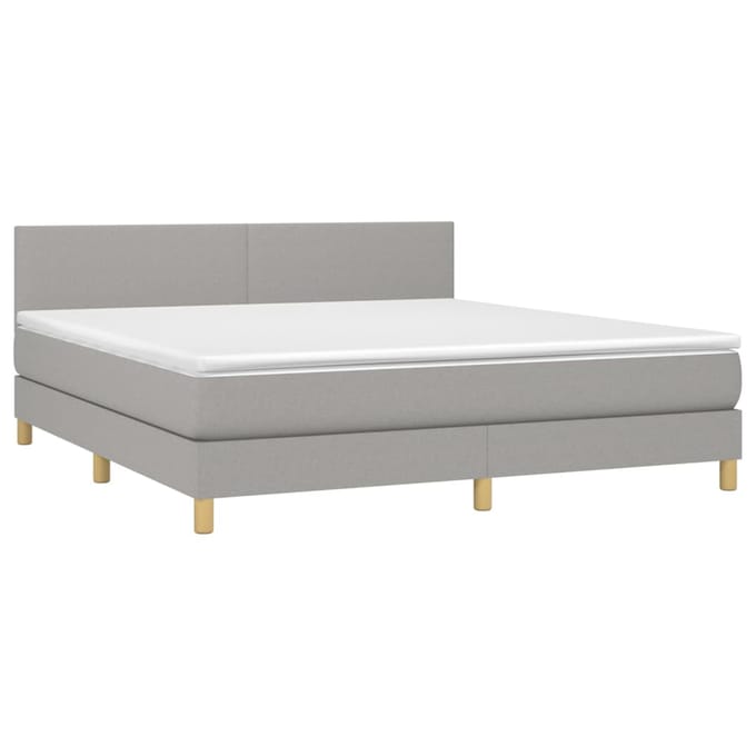 vidaXL - Boxspring - met - matras - en - LED - stof - lichtgrijs - 160x200 - cm