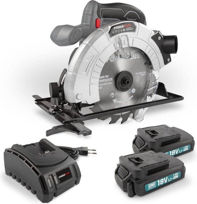 Powerplus POWEBCSS2 Cirkelzaag - 18V - Incl. 2x batterij 18V 1.5Ah + lader