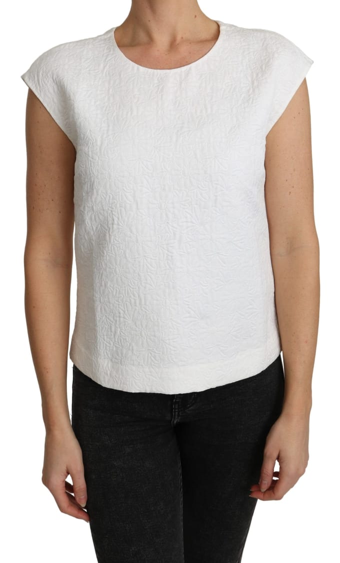 Dolce Gabbana Top met Geborduurde Korte Mouwen