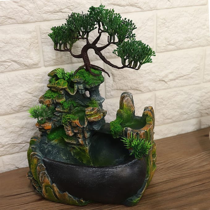 Desktopfontein Waterval Kleine Rotspartij Luchtbevochtiger Huis Bureau Decoratie black