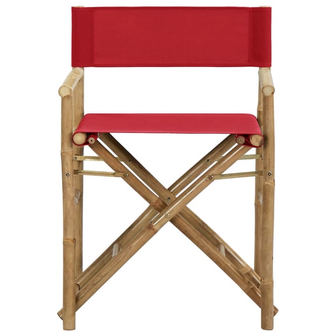 vidaXL - Regisseursstoelen - 2 - st - inklapbaar - rood - bamboe - en - stof