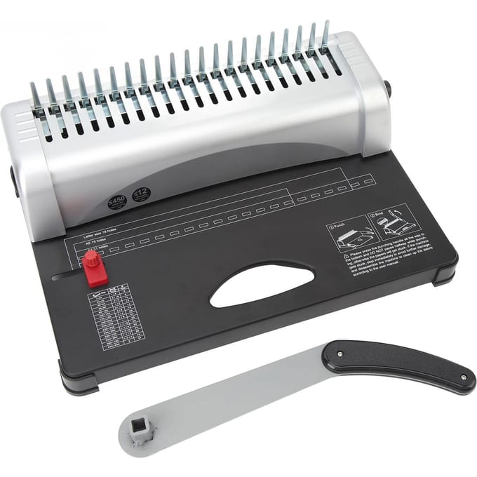 Handmatige Inbindmachine 21 Gaten 10-450 Pagina's Verstelbare Boekbindmachines met Kam Inbindingen gray