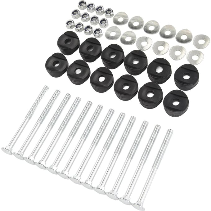 12 pcs Vis de Trampoline Acier Galvanisé Améliorer la Stabilité Longues Vis de Trampoline Jeu de Boulons et Écrous