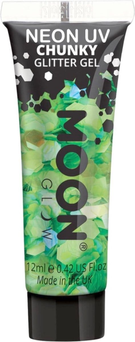 Moon Creations - Moon Glow - Neon UV Chunky Glitter Gel Glitter Make-up - Groen
