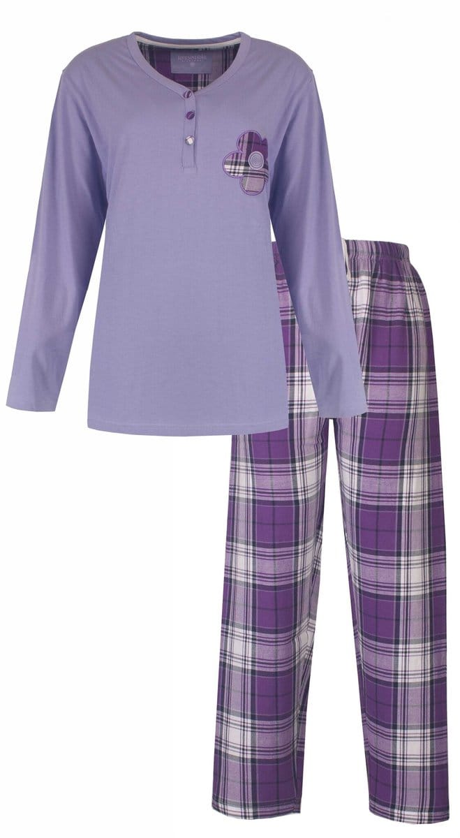 Irresistible Dames Pyjama - Flanel - 100% Katoen - Lila - Maat M