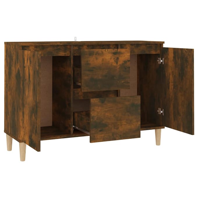 vidaXL - Dressoir - 101x35x70 - cm - bewerkt - hout - gerookt - eikenkleurig