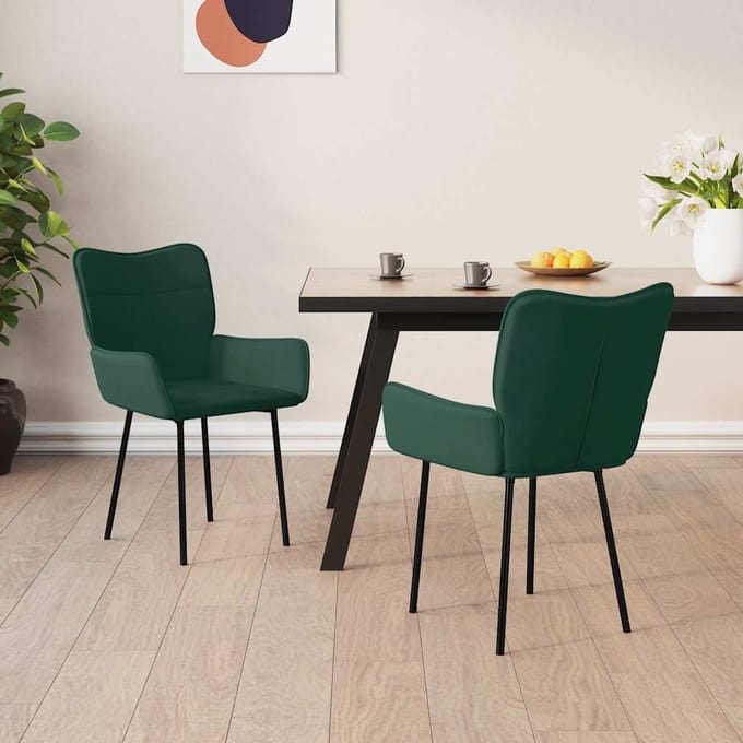 vidaXL - Eetkamerstoelen - 2 - st - fluweel - donkergroen