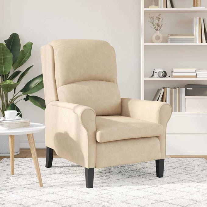 vidaXL - Fauteuil - Crème - 76 - x - 94 - x - 102 - cm - Microvezel